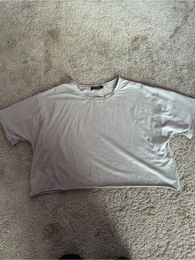 Cropped Boxy Tee in Light Gray